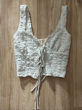 Women’s Lace-Up Textured Crop Top